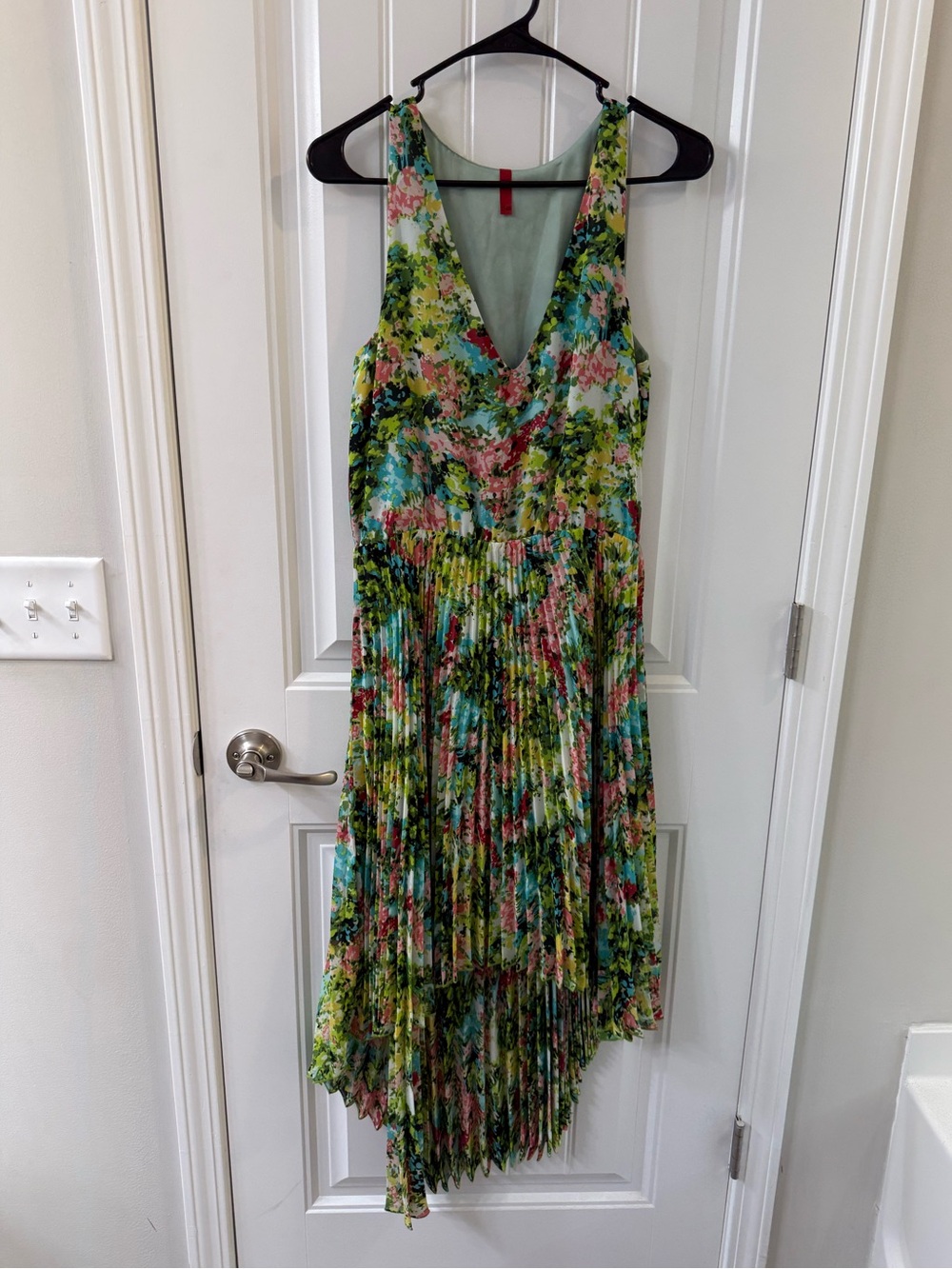 5/48 Floral V-Neck Pleated Sleeveless High-Low Midi Dress Cottagecore Fall Sz XS